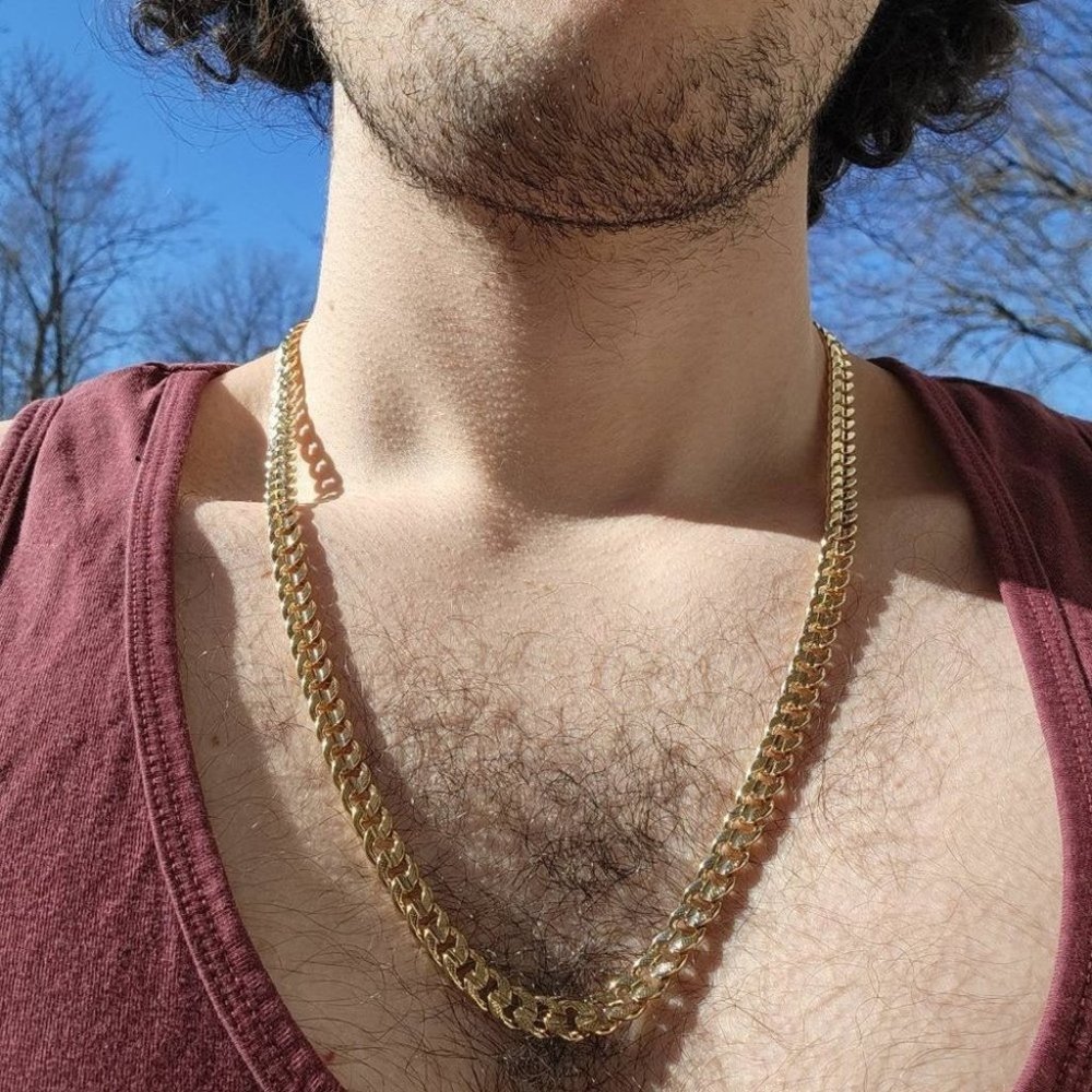 14k Gold Layered Icy 24in 8mm Cuban Curb Chain